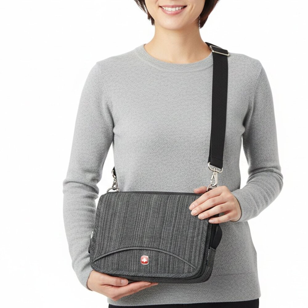 Swiss Gear Black Nylon Crossbody Shoulder Bag Travel Commuter Utility Tactical